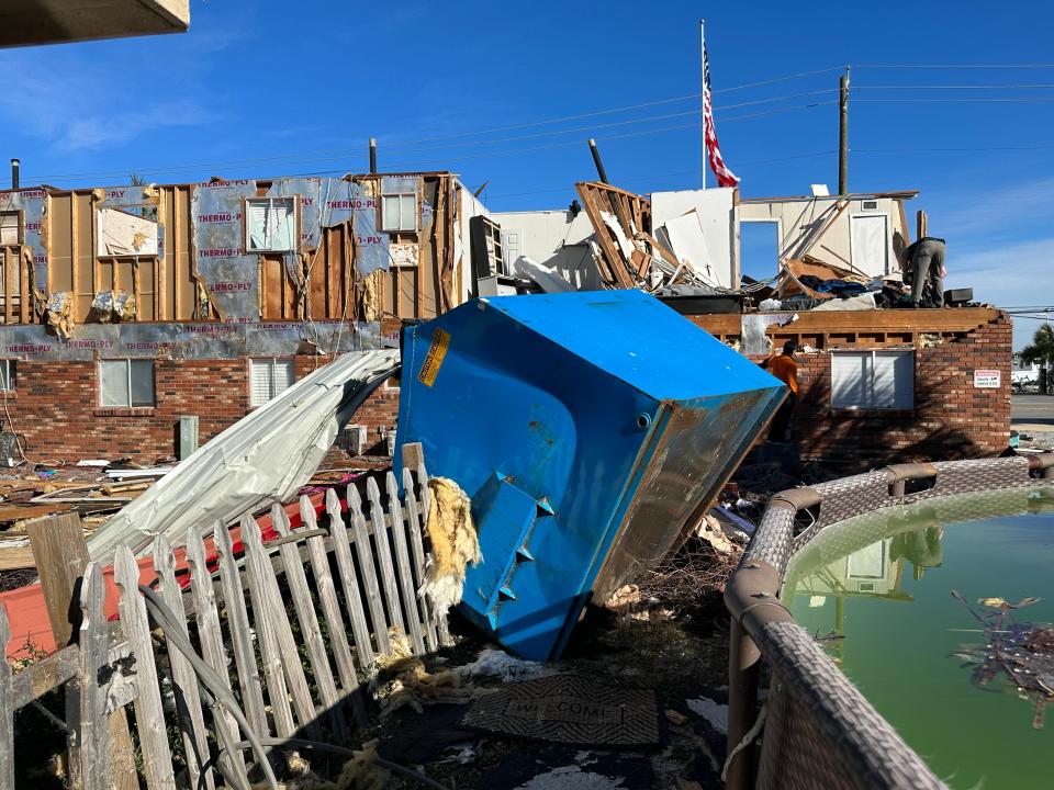 Thomas Jacobs found this dumpster in his backyard after the storm. The apartments behind his house were demolished.