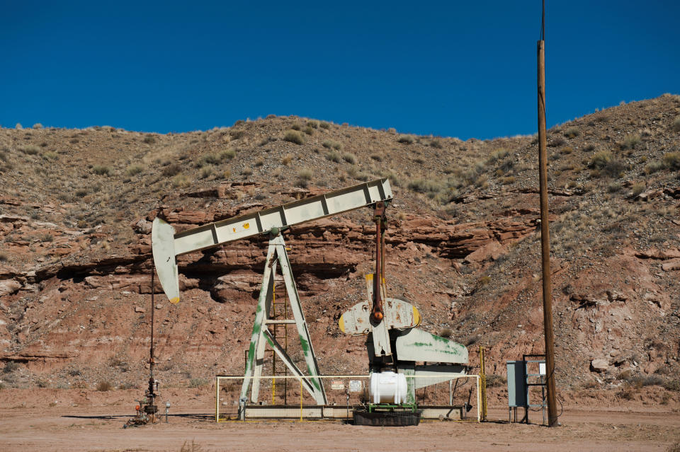 An oil pumpjack is seen near Aneth, Utah. More than half of the 26 million federal acres leased to the oil and gas industry are not being used for production, <a href="https://www.doi.gov/pressreleases/fact-sheet-president-biden-take-action-uphold-commitment-restore-balance-public-lands" target="_blank" rel="noopener noreferrer">according</a> to the Interior Department.  (Photo: Andrew Cullen / Reuters)