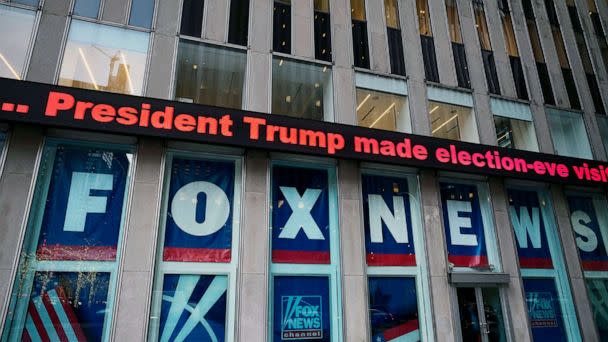 PHOTO: In this Nov. 28, 2018 file photo a headline about President Donald Trump is shown outside Fox News studios in New York. (Mark Lennihan/AP, FILE)