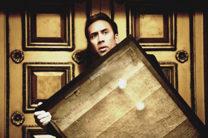 Nicolas Cage holds the Declaration of Independence.