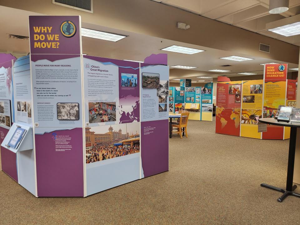 The downtown location of the Amarillo Public Library explores migration with a new limited traveling exhibit, "World on the Move," which is free and open to the public. The exhibit is available for viewing now until June 16.