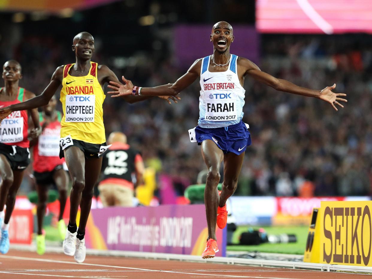 Farah retained his 10,000m world title in London this year: Getty