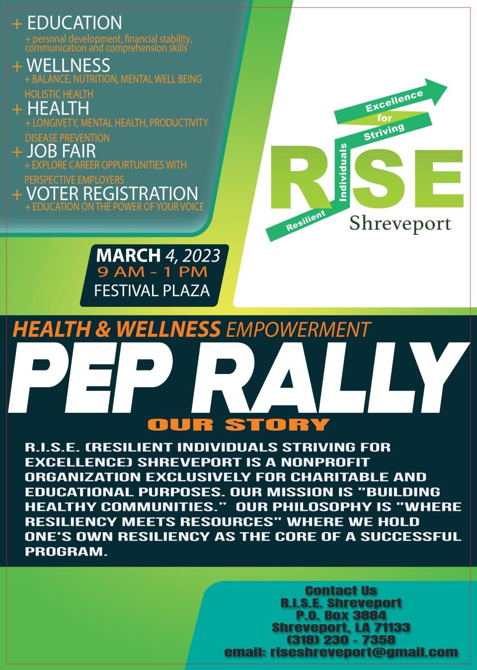 Health care checks, financial information, a job fair, voter registration and more will be available to you at the Health & Wellness Empowerment Pep Rally at Festival Plaza.
