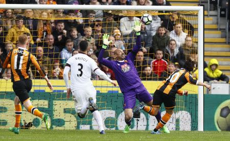 Britain Soccer Football - Hull City v Watford - Premier League - The Kingston Communications Stadium - 22/4/17 Hull City's Lazar Markovic scores their first goal Action Images via Reuters / Jason Cairnduff Livepic