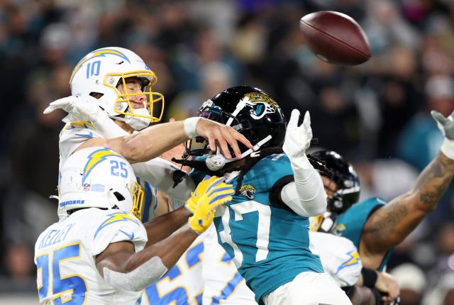 The Jaguars 27-point comeback against the Chargers on Saturday night is the  largest comeback in NFL history for a team that didn't force a single  turnover. The Chargers won the turnover battle