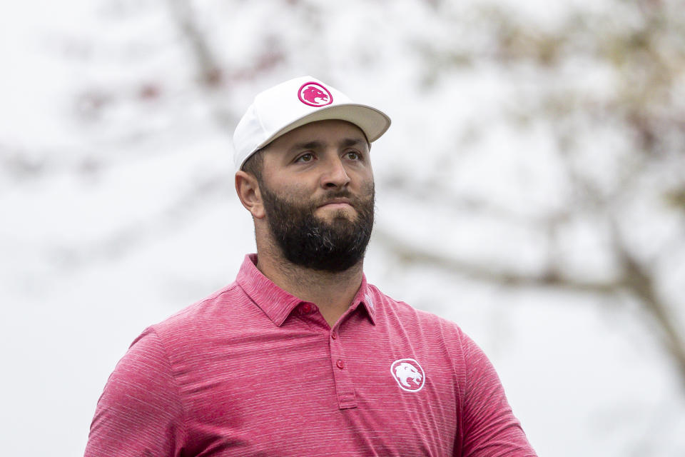 HONG KONG, CHINA - MARCH 10: Jon Rahm of Spain reacts during day three of the LIV Golf Invitational - Hong Kong at The Hong Kong Golf Club on March 10, 2024 in Hong Kong, China. (Photo by Yu Chun Christopher Wong/Eurasia Sport Images/Getty Images)