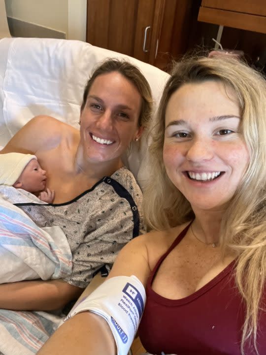 Becky and Savannah with Banks after his birth.