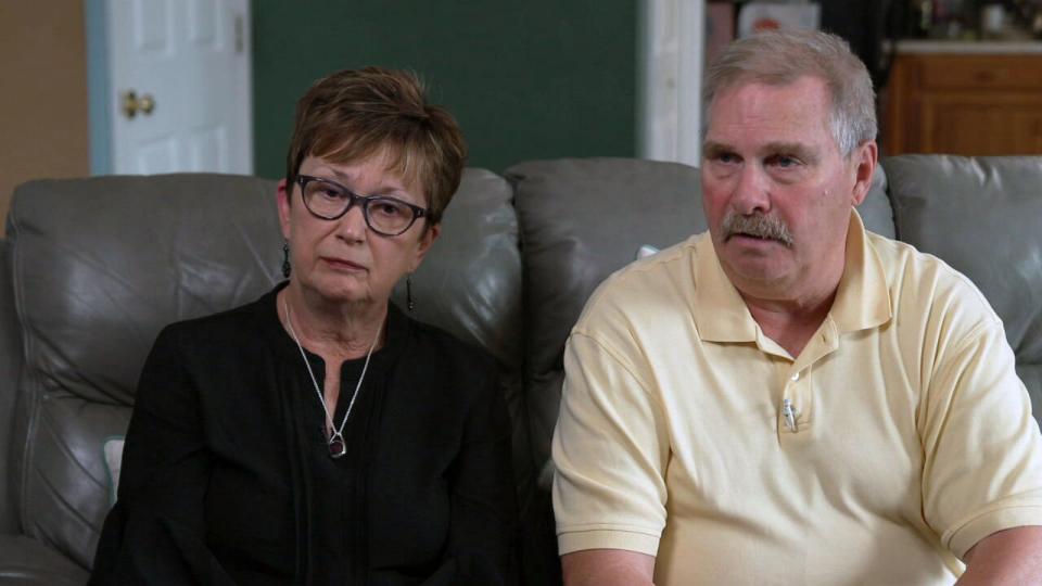 PHOTO: The parents of slain fashion designer Katie Gallagher are seen during an interview. (ABC News)