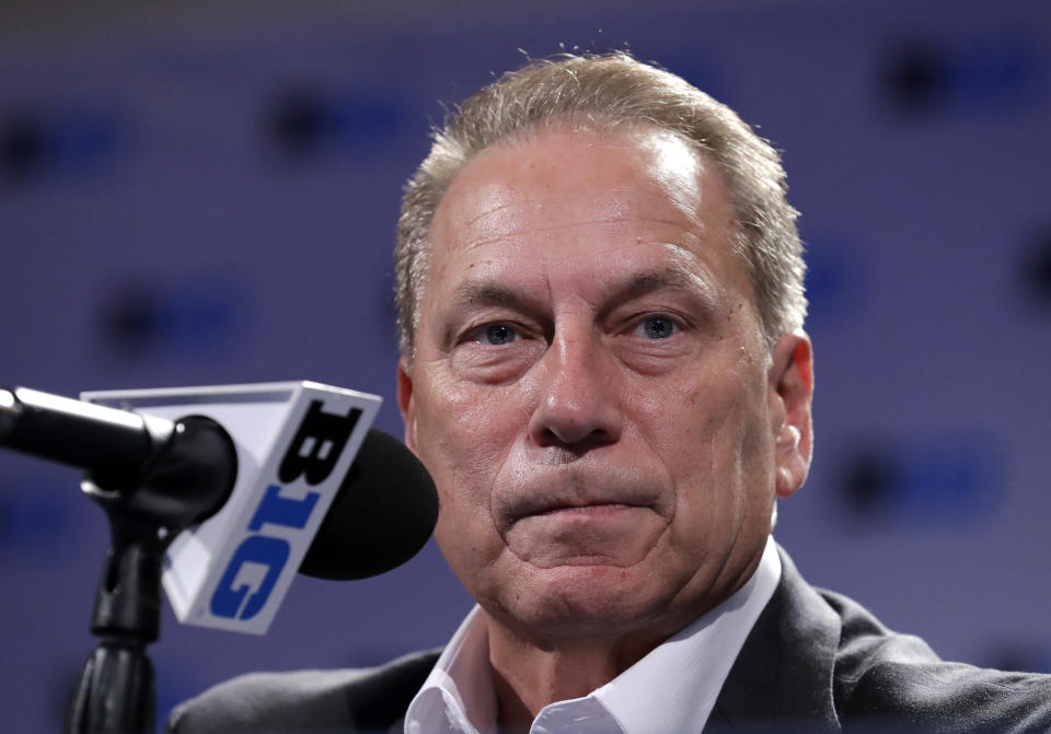 Michigan State head coach Tom Izzo defended his handling of sexual assault allegations made against his former players. (AP Photo/Nam Y. Huh)