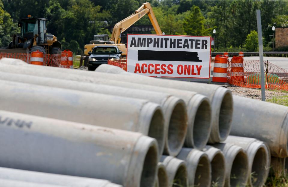 Road work on Jack Warner Parkway near the Tuscaloosa Amphitheater continues Thursday, July 15, 2021. Traffic will be complicated during the concert season at the Amphitheater. [Staff Photo/Gary Cosby Jr.]