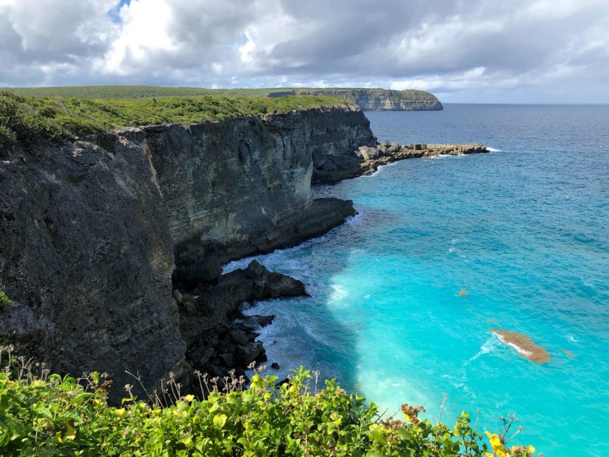 aerial view of coast in Guadeloupe