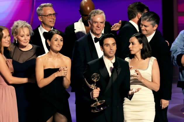 Cast and crew of "Hacks" accepts the Outstanding Comedy Series award  - Credit: Kevin Winter/Getty Images