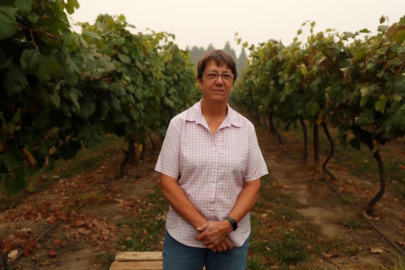 Barb Iverson poses at Iverson Family Farms near Monitor, Oregon