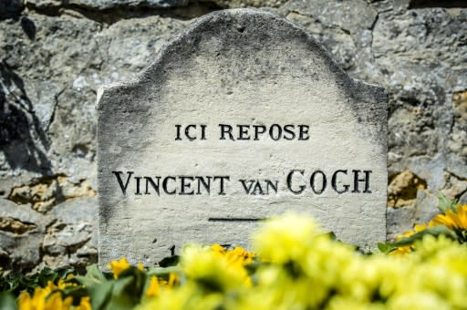 Simple grave: The painter's final resting place in the village of Auvers-sur-Oise north of Paris, where he is believed to have shot himself in 1890