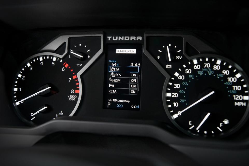 <p>This instrument panel is standard on the lower trims, and it features a 4.1-inch screen between the gauges that displays things like navigation, safety features, and audio. </p>