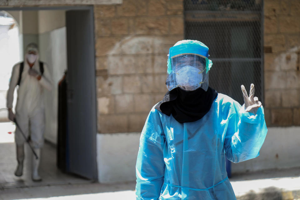 A health worker in Taez, Yemen, on June 21, 2020. (Photo: AHMAD AL-BASHA via Getty Images)