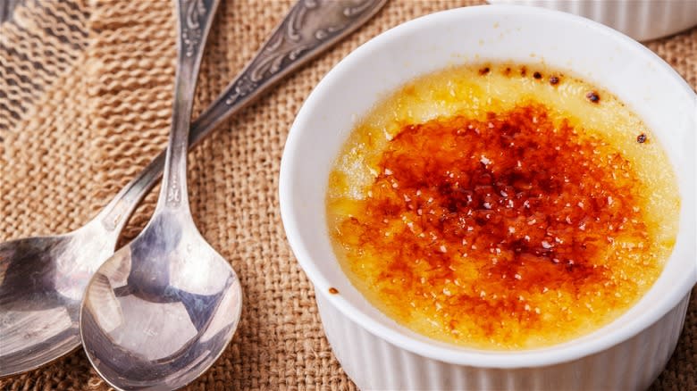 Creme brulee with spoons