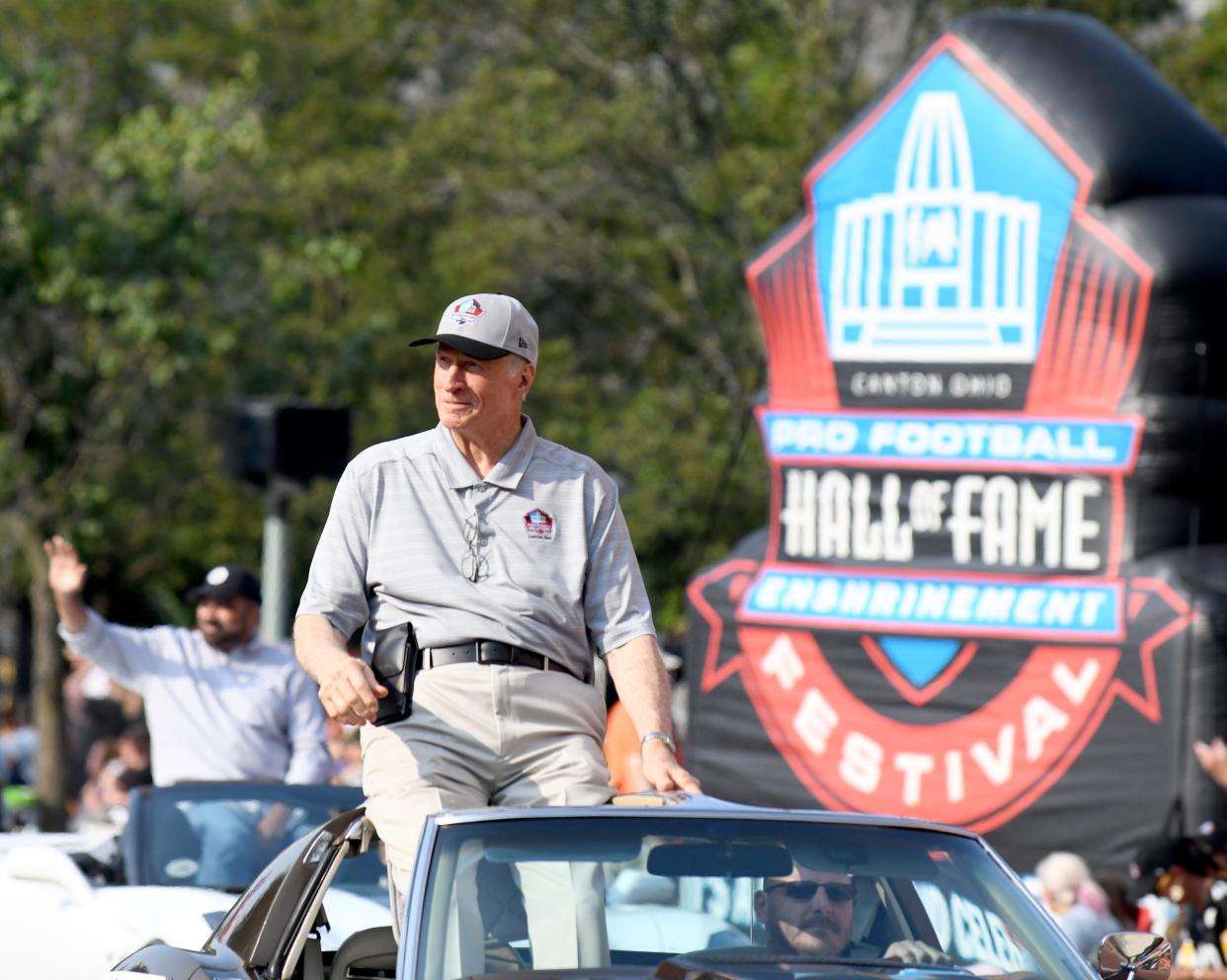 Pro Football Hall of Famer Bob Lilly rides in the 2021 Canton Repository Grand Parade. The 2022 parade is set for 8 to 10:30 a.m. Aug. 6 in downtown Canton.