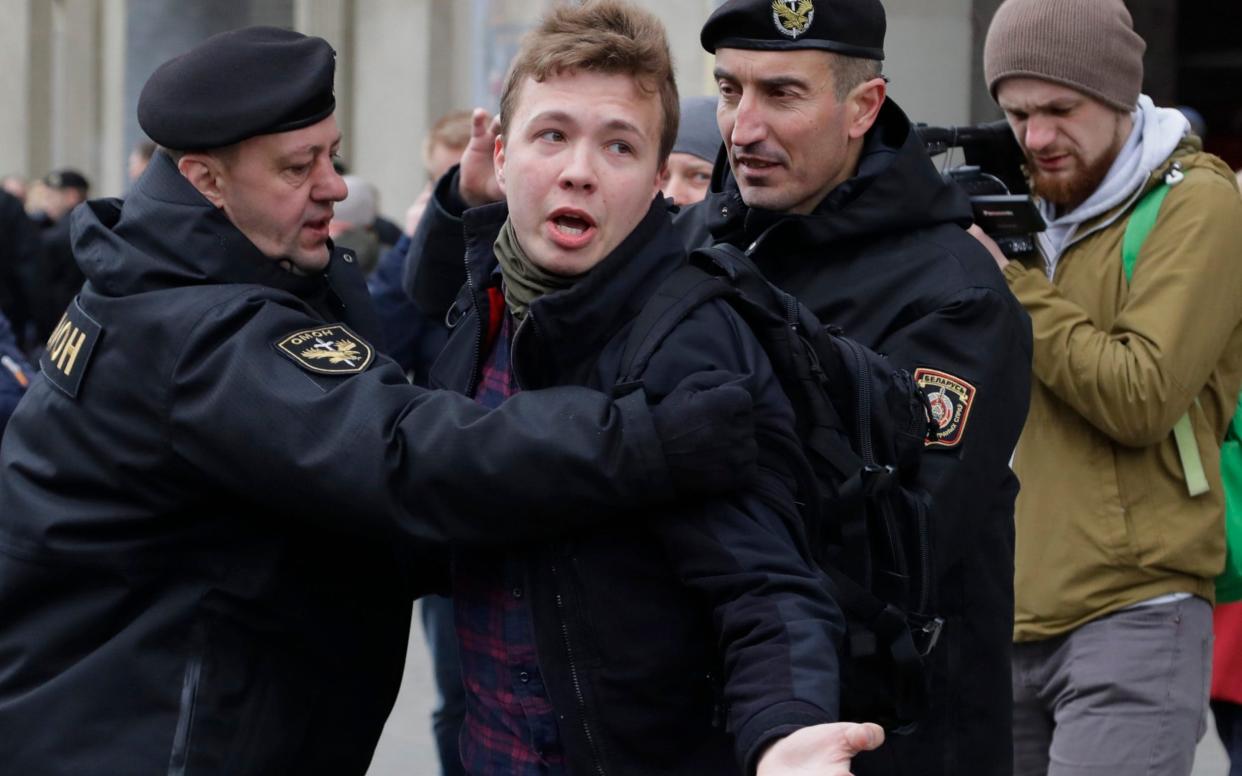 Raman Pratasevich, being detained in Minsk, Belarus, in 2017 -  Sergei Grits/AP