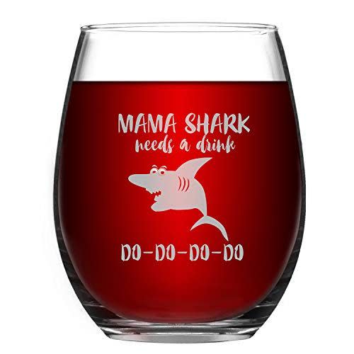 Mama Shark Wine Glass