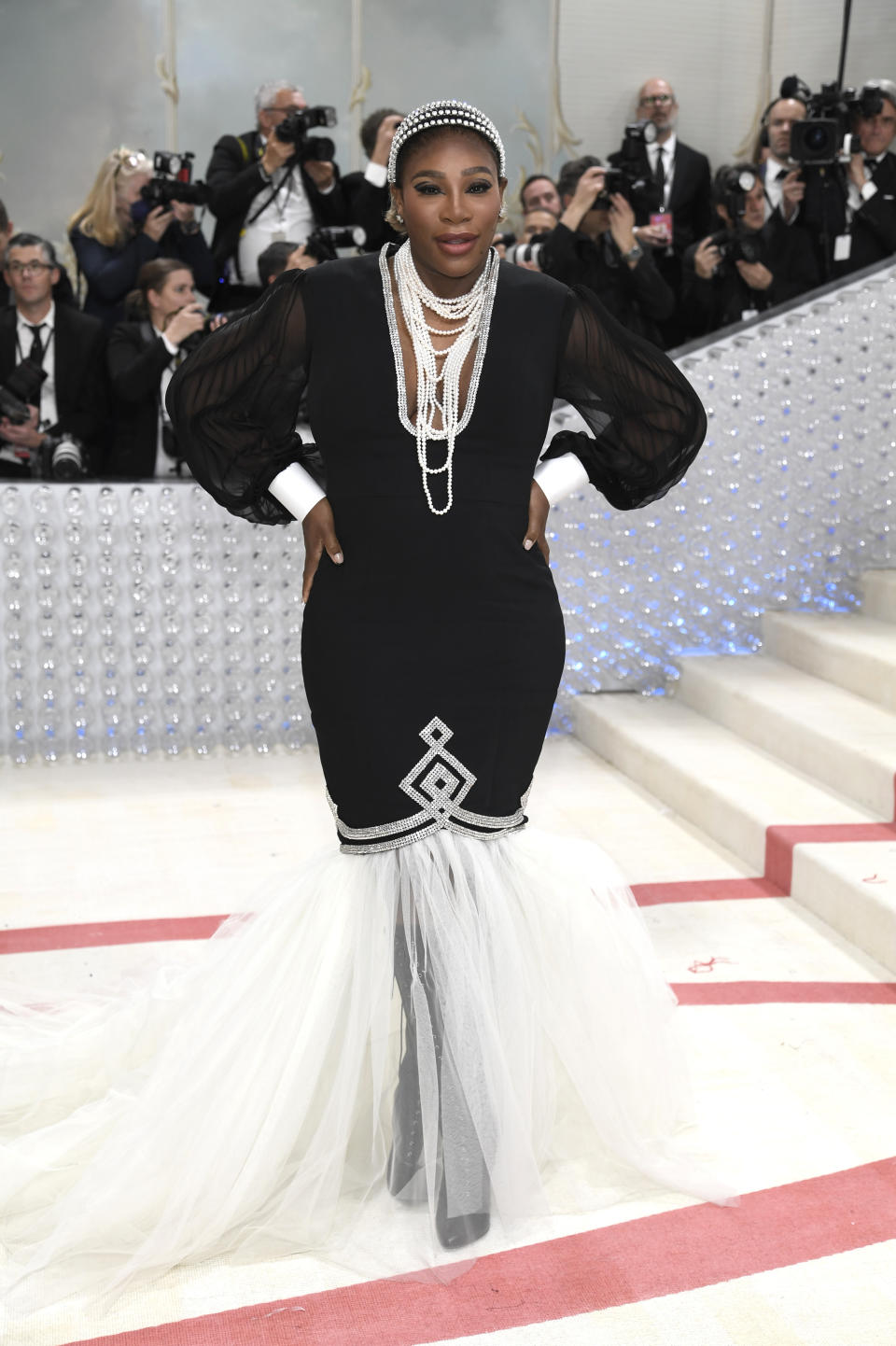 Serena Williams attends The Metropolitan Museum of Art's Costume Institute benefit gala celebrating the opening of the "Karl Lagerfeld: A Line of Beauty" exhibition on Monday, May 1, 2023, in New York. (Photo by Evan Agostini/Invision/AP)