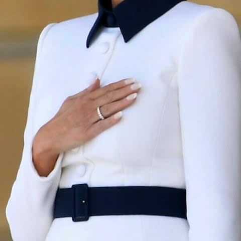 Melania's perfectly manicured nails  - Credit: &nbsp;Toby Melville/Reuters Pool