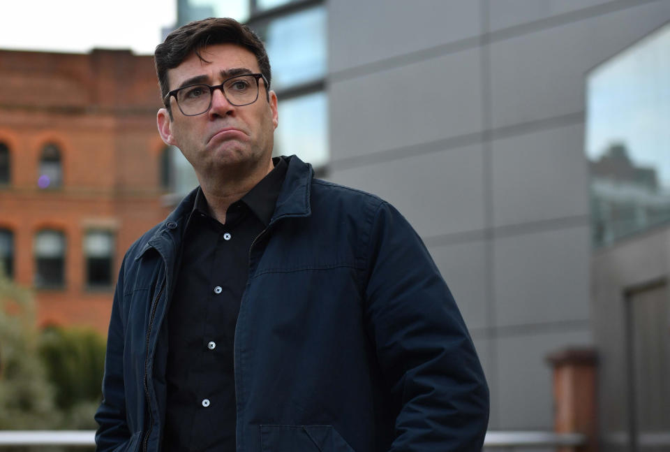 Greater Manchester mayor Andy Burnham after speaking to the media outside Bridgewater Hall, Manchester, following last-ditch talks with the Prime Minister aimed at securing additional financial support for his consent on new coronavirus restrictions. Greater Manchester will be placed under stricter coronavirus controls after the talks concluded without an agreement.