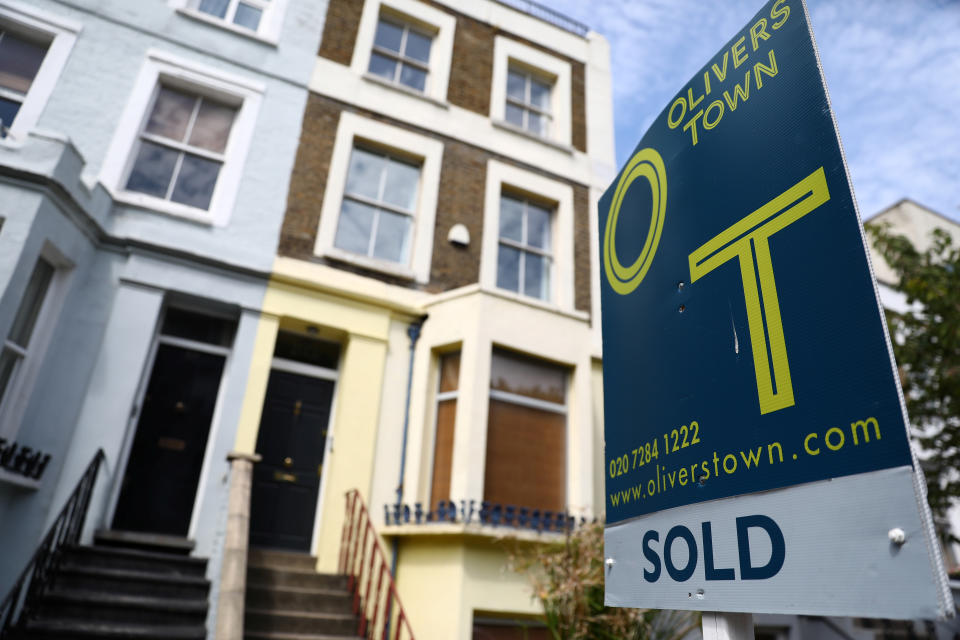 Mortgage  An estate agent board is displayed outside a property in London, Britain July 7, 2017. REUTERS/Neil Hall