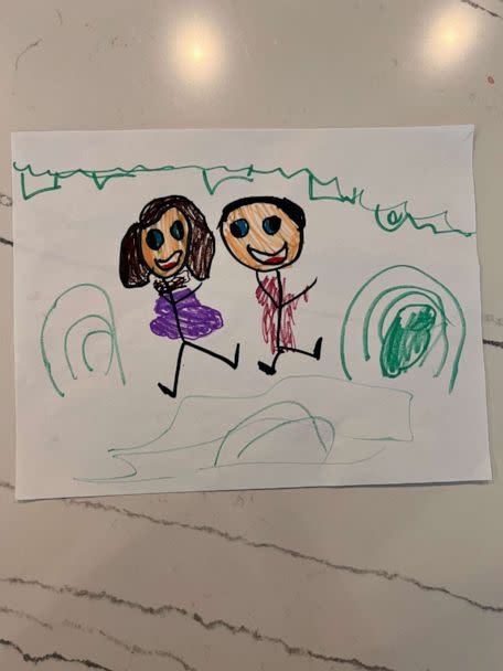 PHOTO: In addition to asking her grandpa to an upcoming daddy-daughter dance, Austyn also drew a photo of both of them at the event. (Courtesy Kelsey Woolverton)