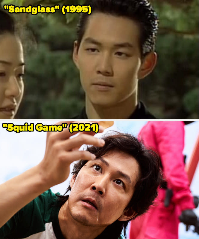 Then: He played Baek Jae-hee on the Korean series Sandglass.Now: He won Outstanding Lead Actor in a Drama Series for his role as Gi-hun on Squid Game. 