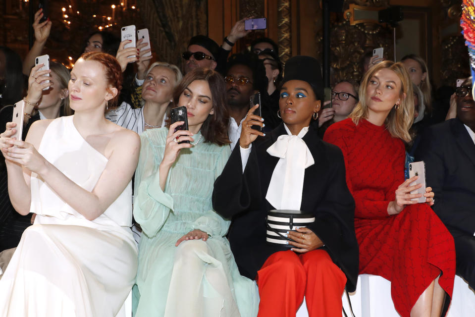 Karen Elson, Alexa Chung, Janelle Monae and Karlie Kloss at the Stella McCartney February 2019 show during Paris Fashion Week