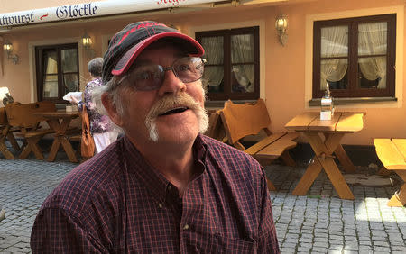 Ralph Millsap, a retired U.S. army officer, talks to Reuters journalists in Ansbach, Germany, July 27, 2016. REUTERS/Erik Kirschbaum