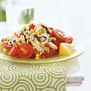 Crab, Corn, and Tomato Salad with Lemon-Basil Dressing