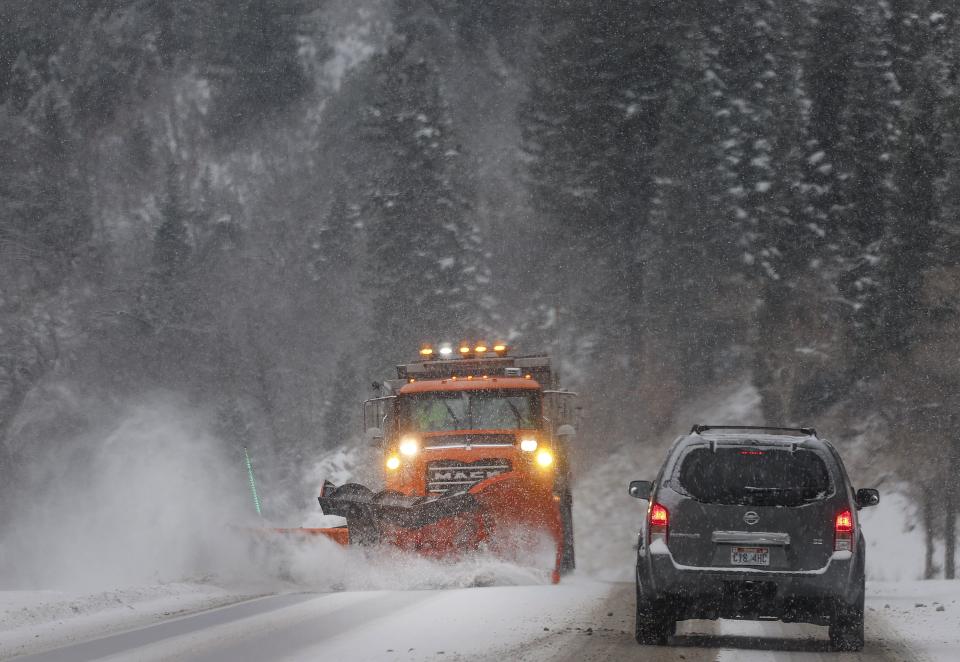 A snowplow clears the road in Big Cottonwood Canyon on Friday, Dec. 1, 2023. | Laura Seitz, Deseret News