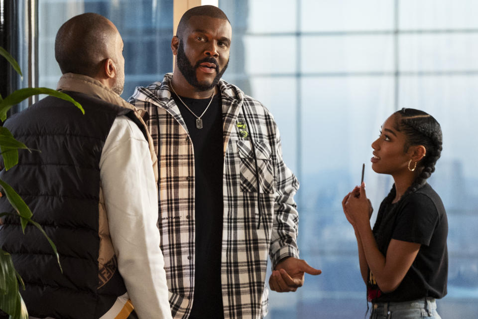 Tyler Perry makes a guest appearance on Episode 5 of "#blackAF." (Photo: Emily V. Aragones/Netflix)