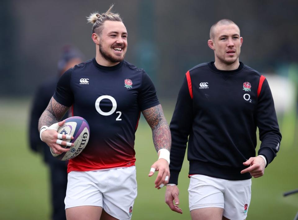 Jack Nowell (left) must start for England against Scotland, according to Mike Brown (right), who rates him highly (Adam Davy/PA) (PA Archive)