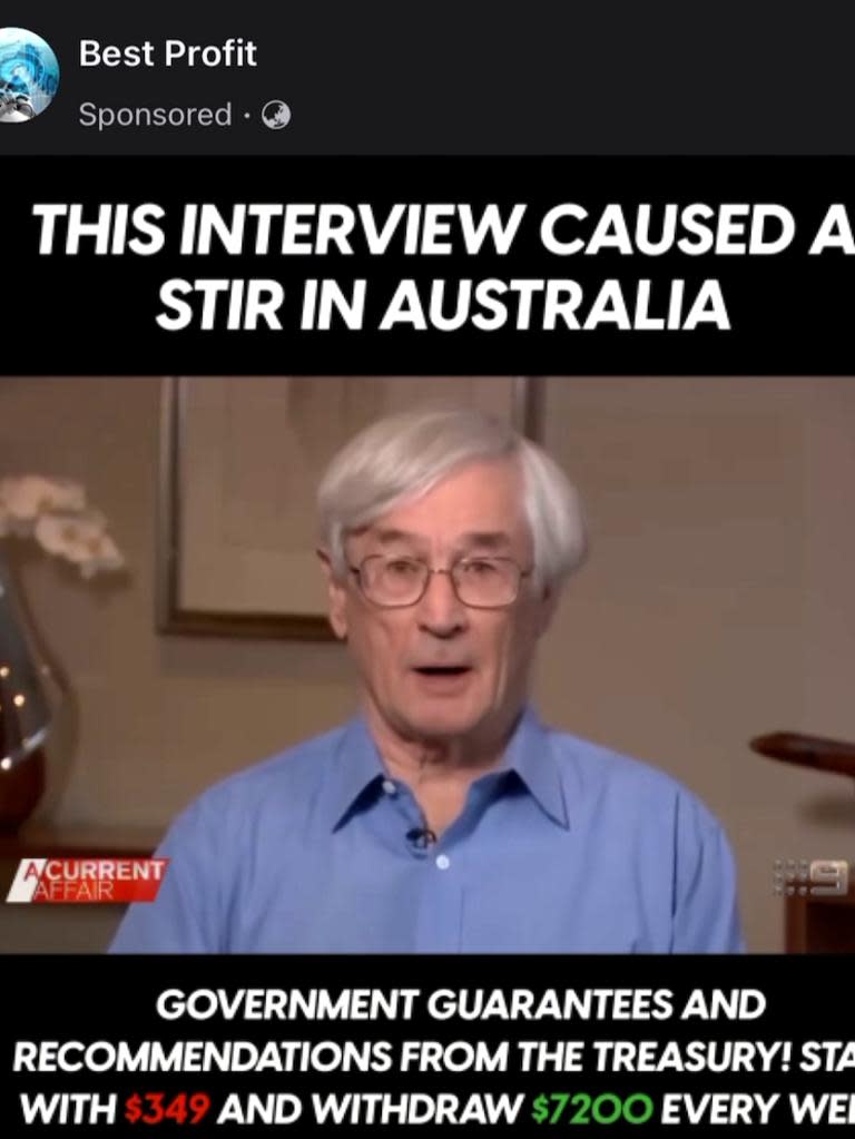 Deepfake ads often use well-known celebrities to plug fraudulent investment or monetary scams, like this one featuring entrepreneur Dick Smith. Picture: Supplied