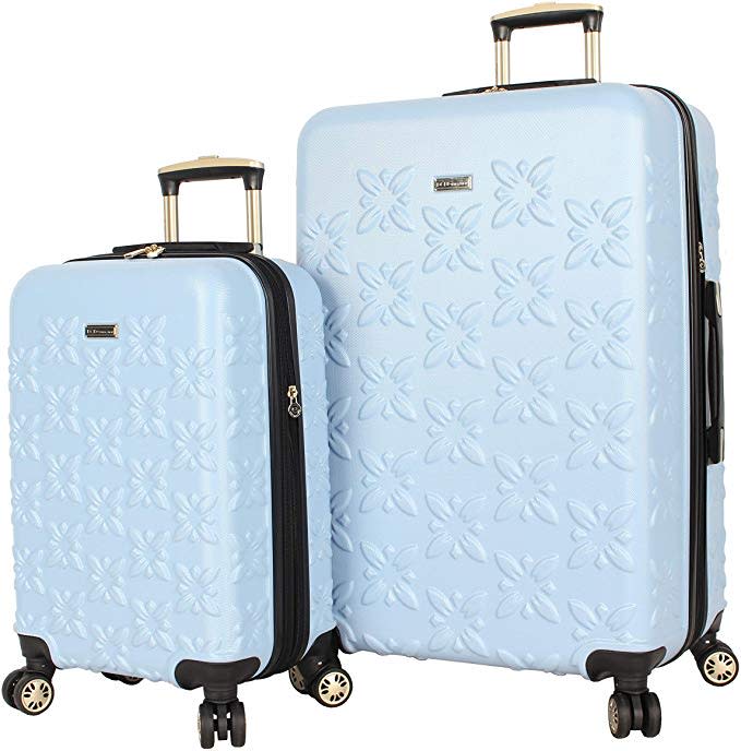 BCBG Butterfly Luggage Hardside 2 Piece Suitcase Set, Blue (Credit: Amazon)