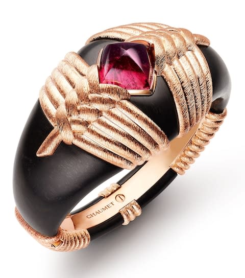 Ebony, rubellite and gold Talismania bangle