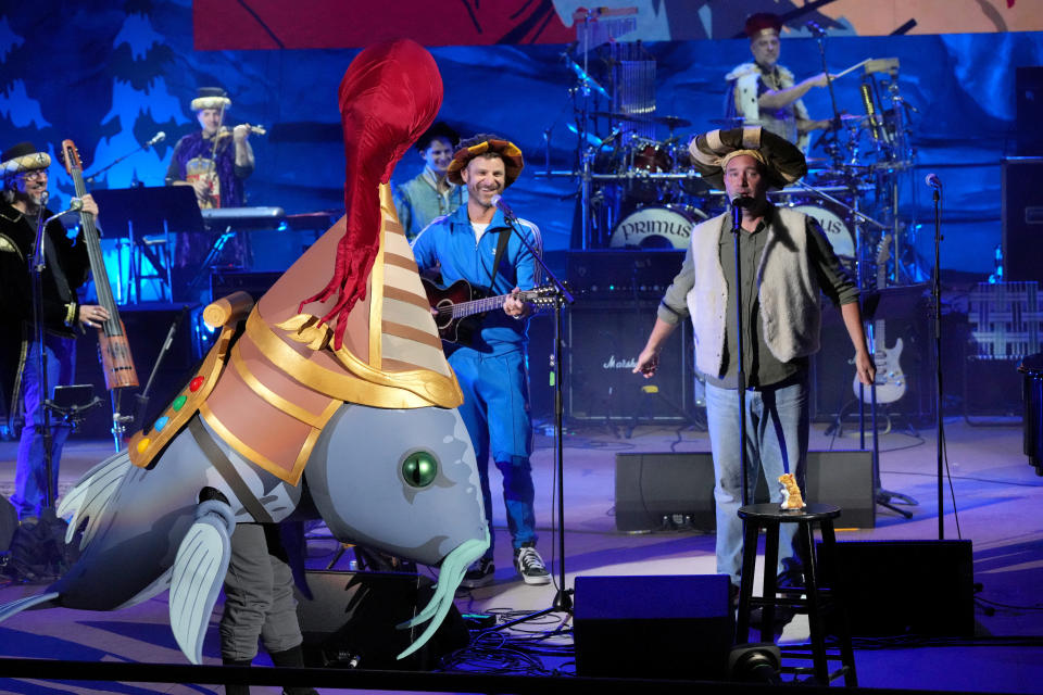 Trey Parker and Matt Stone perform during South Park The 25th Anniversary Concert at Red Rocks Amphitheatre on August 10, 2022 in Morrison, Colorado. (Photo by Kevin Mazur/Getty Images for Comedy Central) - Credit: Getty Images for Comedy Central