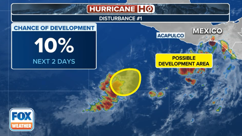 The outlook for Disturbance No. 1 in the Eastern Pacific Ocean.