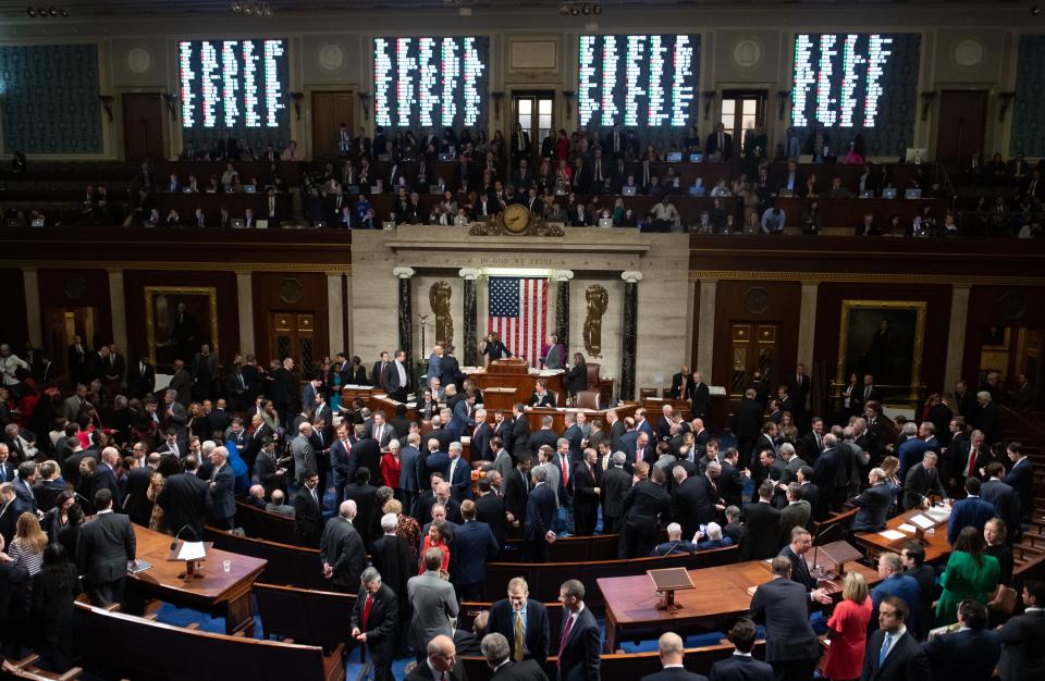 US Speaker of the House Nancy Pelosi presides over Resolution 755, Articles of Impeachment against President Donald J. Trump as the House votes at the U.S. Capitol in Washington, D.C., on Dec. 18, 2019. (Photo: SAUL LOEB via Getty Images)