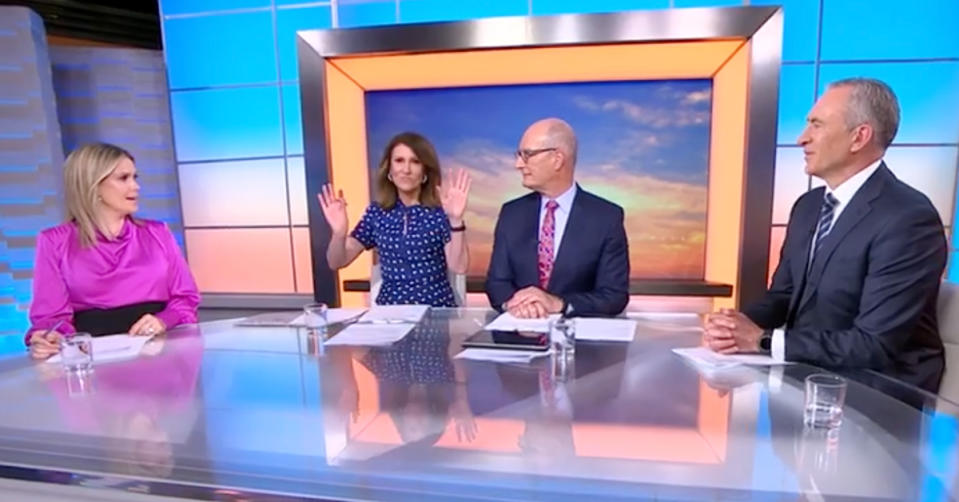 Sunrise hosts at the desk