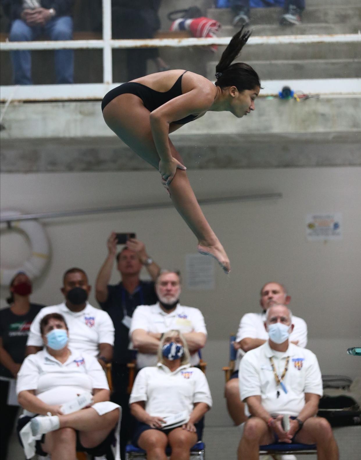 Somers' Julia Wilkinson competes in the Section 1 girls diving championships at SUNY Purchase College on Tuesday, November 2, 2021.
