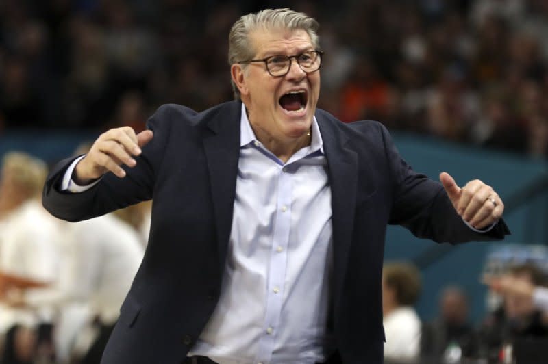 UConn Huskies head coach Geno Auriemma is now owns the second-most victories in the history of women's or men's college basketball. File Photo by Aaron Joseczfyk/UPI