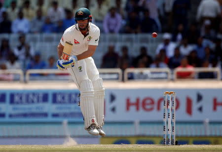 Cricket - India v Australia - Third Test cricket match - Jharkhand State Cricket Association Stadium, Ranchi, India - 20/03/17 - Australia's Shaun Marsh evades a delivery. REUTERS/Adnan Abidi