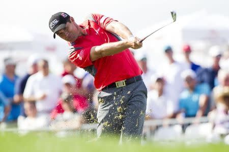 Mar 1, 2015; Palm Beach Gardens, FL, USA; Padraig Harrington tees off on the 17th hole during the third round of the Honda Classic at PGA National GC Champion Course. Mandatory Credit: Peter Casey-USA TODAY Sports