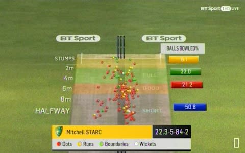 Starc pitch map - Credit: BT Sport 1