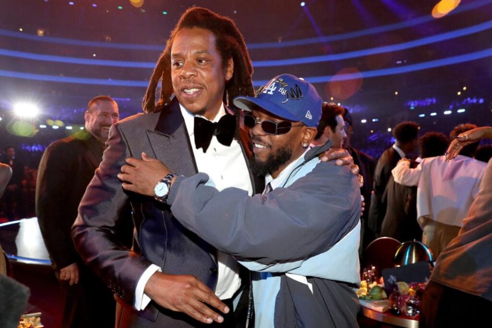 Jay-Z and Kendrick Lamar at the 2023 Grammys (photo: Johnny Nunez / Getty Images for The Recording Academy)