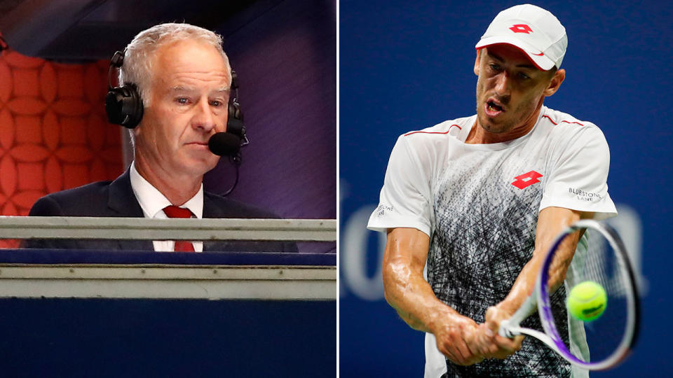 John McEnroe was accused by fans of giving John Millman no respect despite his upset win over Roger Federer. Pic: Getty
